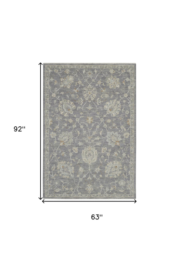 Homeroots 5' X 8' Ivory And Gray Floral Power Loom Area Rug  Polypropylene,Polyester 550886