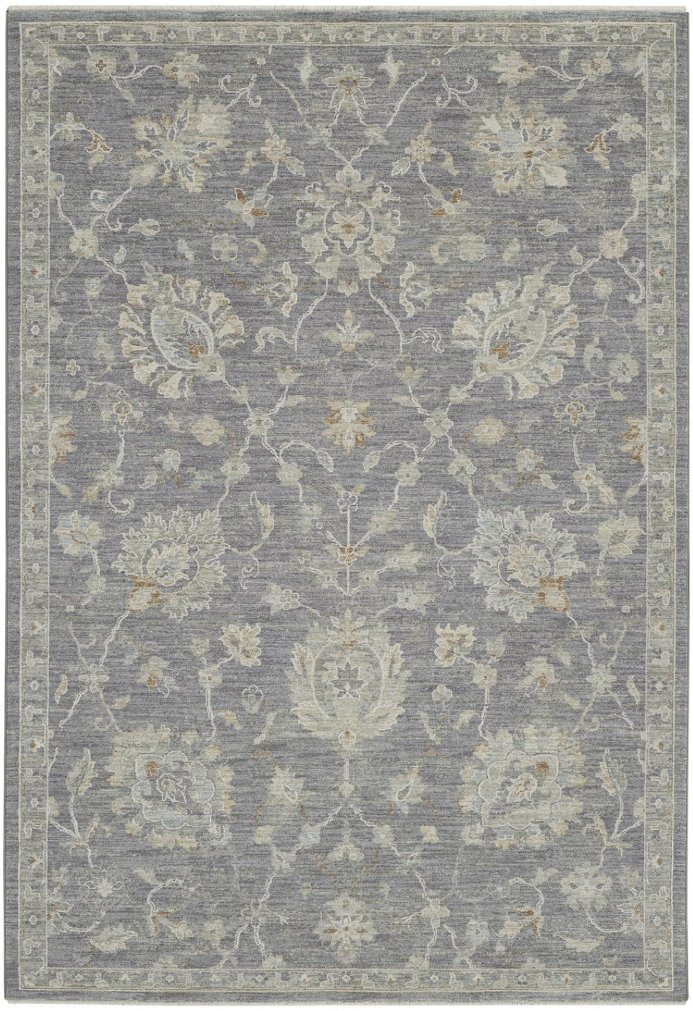 HomeRoots 5' Ivory and Gray Floral Medallion Area Rug - Elegant Rustic Design for Timeless Home Décor 5' X 8' 550886