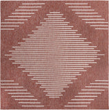 Unique Loom Outdoor Modern Tambor Machine Made Lines Rug Rust Red, Ivory 10' 8" x 10' 8"