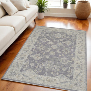 Homeroots 5' X 8' Ivory And Gray Floral Power Loom Area Rug  Polypropylene,Polyester 550887