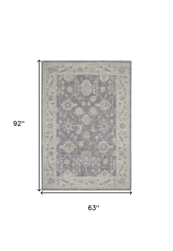 Homeroots 5' X 8' Ivory And Gray Floral Power Loom Area Rug  Polypropylene,Polyester 550887