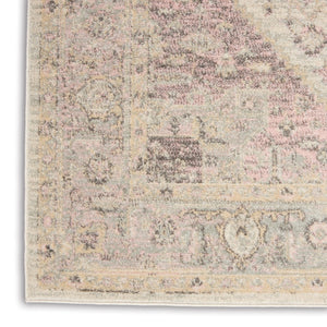 HomeRoots 5' Elegant Ivory Pink and Gray Floral Distressed Area Rug - Durable, Stain-Resistant Design for Homes 5' X 7' 550893