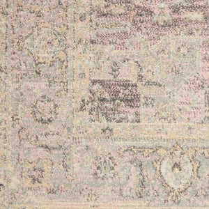 Homeroots 5' X 7' Elegant Ivory Pink & Gray Floral Distressed Area Rug - Durable, Stain Resistant, Stylish Accent  Polypropylene 550893