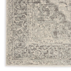 HomeRoots 5' Ivory and Gray Floral Medallion Distressed Area Rug – Elegant, Stain-Resistant Design for Homes 5' X 7' 550896