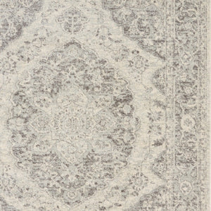 Homeroots 5' X 7' Ivory And Gray Floral Medallion Rug - Durable, Stain-resistant, Perfect For Kids & Pets!  Polypropylene 550896