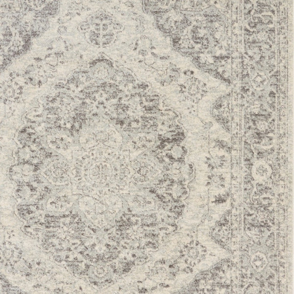 Homeroots 5' X 7' Ivory And Gray Floral Medallion Rug - Durable, Stain-resistant, Perfect For Kids & Pets!  Polypropylene 550896