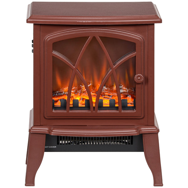 English Elm Homcom Electric Fireplace Stove - 18" Portable Heater With Realistic Flames, Safety Features & Style W2225P249838