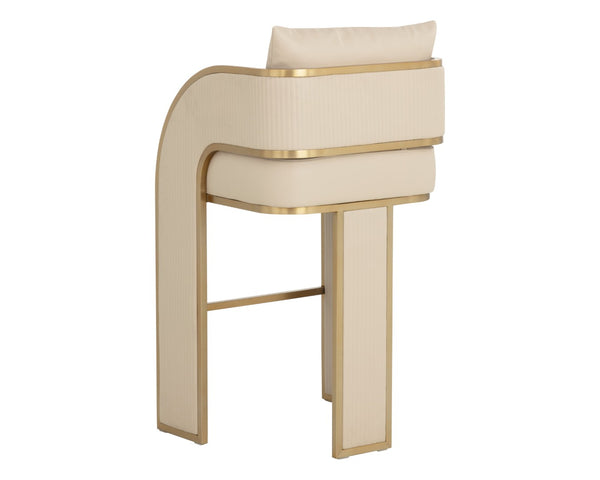 Sunpan BAZ Barstool – Contemporary Napa Beige Faux Leather with Gold Trim for Modern Kitchen or Bar Use 112016