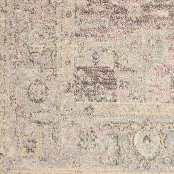 HomeRoots 5' Elegant Ivory Pink and Gray Floral Distressed Area Rug - Durable, Stain-Resistant Design for Homes 6' X 9' 550900