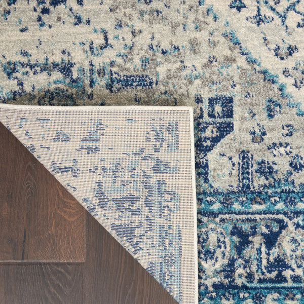 Homeroots 6' X 9' Ivory & Light Blue Floral Medallion Distressed Rug - Stain Resistant, Durable & Stylish Home Accent  Polypropylene 550902