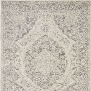 Homeroots 6' X 9' Ivory And Gray Floral Medallion Distressed Area Rug - Durable, Stain Resistant, Stylish Décor  Polypropylene 550903