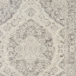 Homeroots 6' X 9' Ivory And Gray Floral Medallion Distressed Area Rug - Durable, Stain Resistant, Stylish Décor  Polypropylene 550903