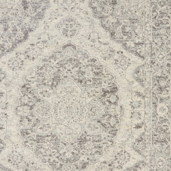 Homeroots 6' X 9' Ivory And Gray Floral Medallion Distressed Area Rug - Durable, Stain Resistant, Stylish Décor  Polypropylene 550903