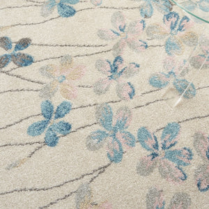 HomeRoots 5' Elegant Ivory and Blue Floral Area Rug - Durable, Stain-Resistant Design for Family Spaces 6' X 9' 550905