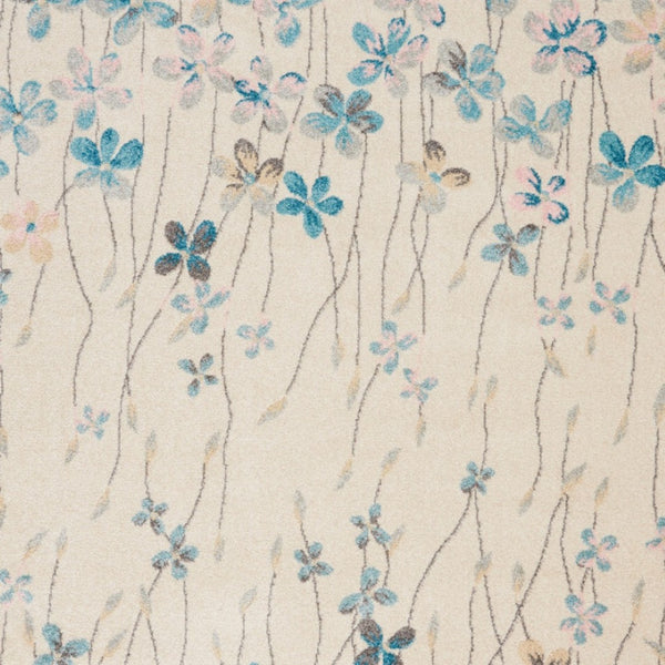 Homeroots 6' X 9' Ivory And Blue Floral Area Rug - Stain Resistant, Durable, Perfect For Kids And Pets, Stylish Home Decor  Polypropylene 550905