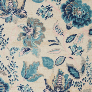 Homeroots 6' Floral Area Rug In Ivory, Navy & Light Blue – Durable, Stain Resistant, Perfect For Homes With Kids!  Polypropylene 550906