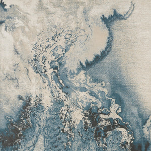 Homeroots 6' X 9' Ivory Teal Blue And Black Abstract Non Skid Area Rug  Polyester 550907