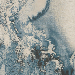 Homeroots 6' X 9' Ivory Teal Blue And Black Abstract Non Skid Area Rug  Polyester 550907