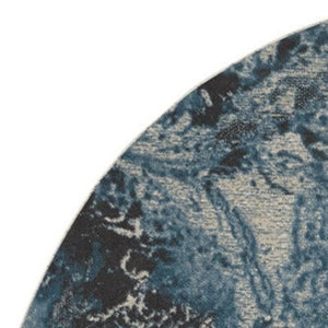 HomeRoots 5' Teal and Ivory Abstract Round Rug – Stylish, Stain-Resistant, Non-Skid Design for Any Room! 8' Round 550908