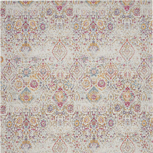Homeroots 8' X 10' Ivory Red And Yellow Damask Distressed Area Rug  Polyester 550910