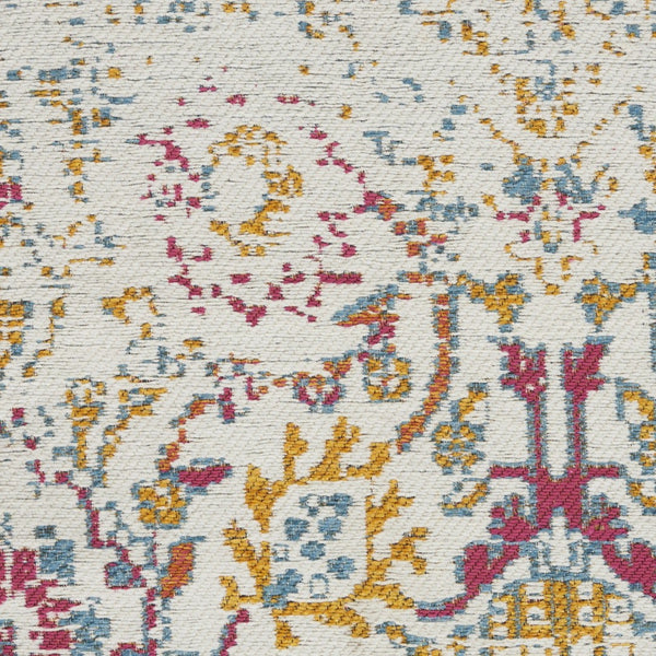 HomeRoots 8' Elegant Ivory Red and Yellow Damask Distressed Area Rug for Timeless Home Style and Durability 8' X 10' 550910