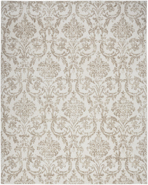 Homeroots 8' X 10' Beige And Ivory Damask Distressed Non Skid Area Rug  Polypropylene 550911