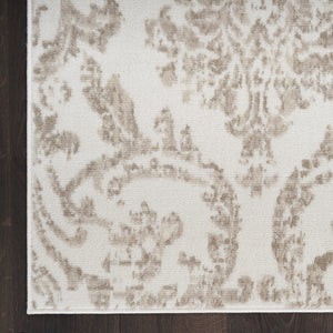 Homeroots 8' X 10' Beige And Ivory Damask Distressed Non Skid Area Rug  Polypropylene 550911