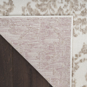 Homeroots 8' X 10' Beige And Ivory Damask Distressed Non Skid Area Rug  Polypropylene 550911