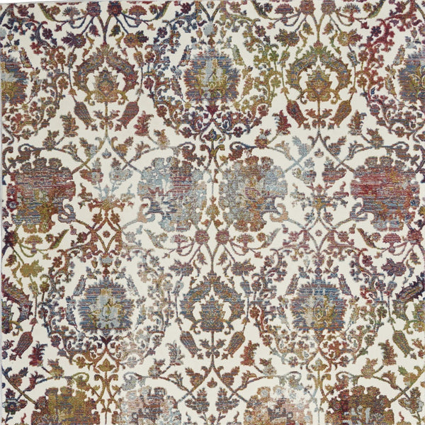 Homeroots 4' X 6' White And Golden Brown Floral Distressed Non Skid Area Rug  Polypropylene,Polyester 550915