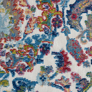 Homeroots 4' X 6' Ivory Blue And Red Floral Distressed Non Skid Area Rug  Polypropylene,Polyester 550916