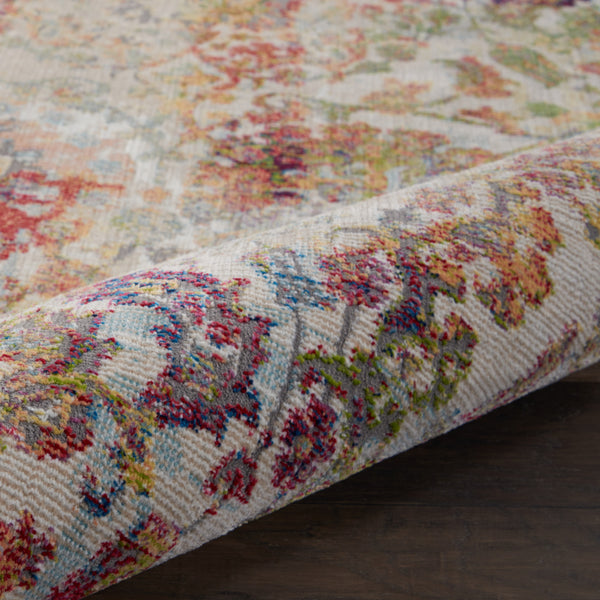 Homeroots 4' X 6' Ivory Gray And Orange Floral Distressed Non Skid Area Rug  Polypropylene,Polyester 550917