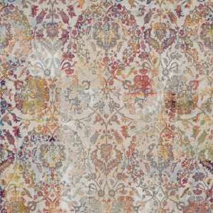 Homeroots 4' X 6' Ivory Gray And Orange Floral Distressed Non Skid Area Rug  Polypropylene,Polyester 550917