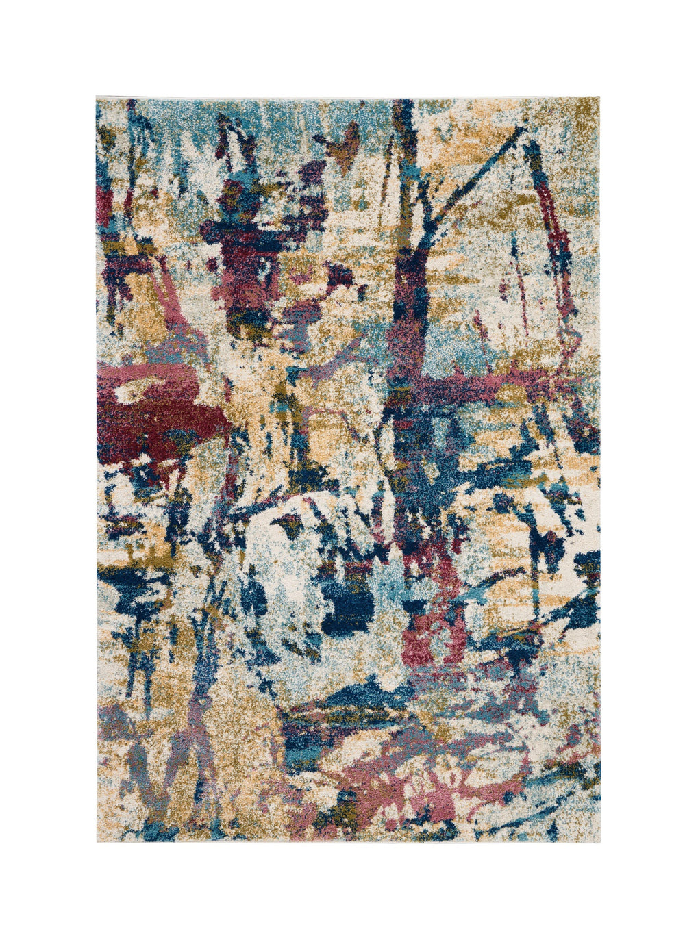 Homeroots 4' X 6' Cream Blue And Green Abstract Distressed Area Rug  Polypropylene 550928