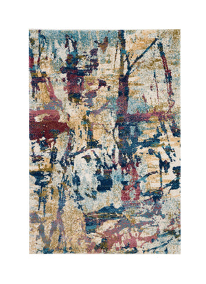 Homeroots 4' X 6' Cream Blue And Green Abstract Distressed Area Rug  Polypropylene 550928