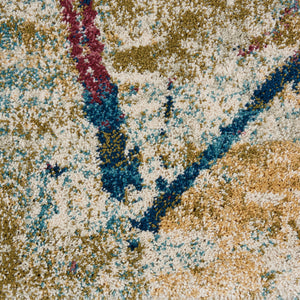 Homeroots 4' X 6' Cream Blue And Green Abstract Distressed Area Rug  Polypropylene 550928