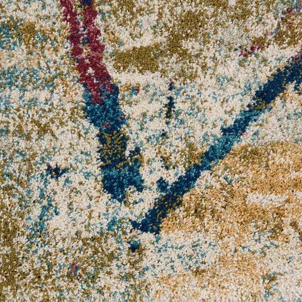 Homeroots 4' X 6' Cream Blue And Green Abstract Distressed Area Rug  Polypropylene 550928