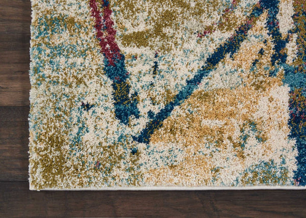 HomeRoots 4' Cream Blue and Green Abstract Distressed Area Rug - Durable Power-Loomed Design for Modern Spaces 4' X 6' 550928