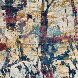 Homeroots 4' X 6' Cream Blue And Green Abstract Distressed Area Rug  Polypropylene 550928