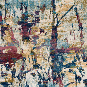 Homeroots 4' X 6' Cream Blue And Green Abstract Distressed Area Rug  Polypropylene 550928