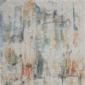 Homeroots 4' X 6' Ivory Blue And Gray Abstract Distressed Non Skid Area Rug  Polypropylene,Polyester 550929
