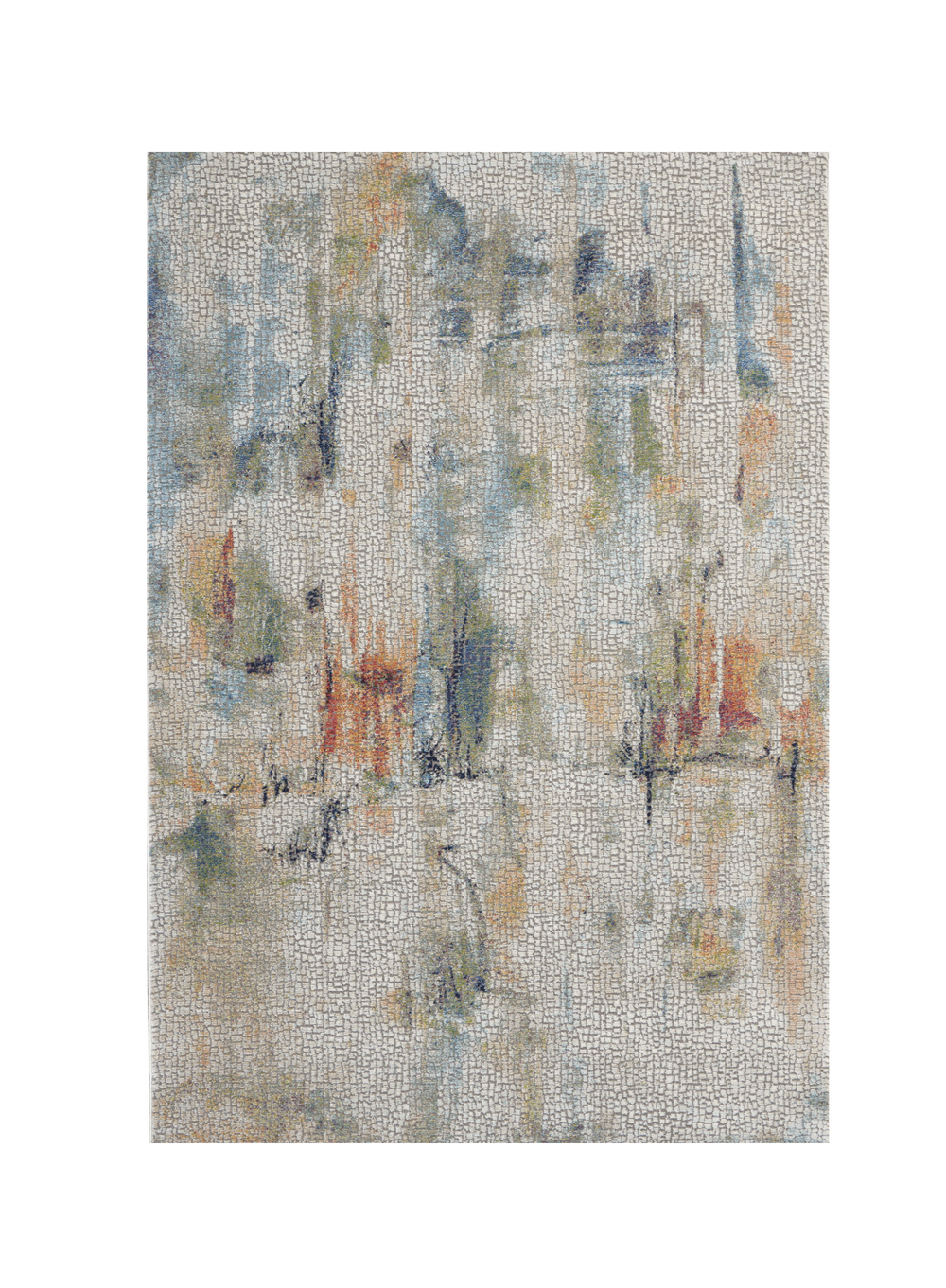 Homeroots 4' X 6' Ivory Blue And Gray Abstract Distressed Non Skid Area Rug  Polypropylene,Polyester 550929