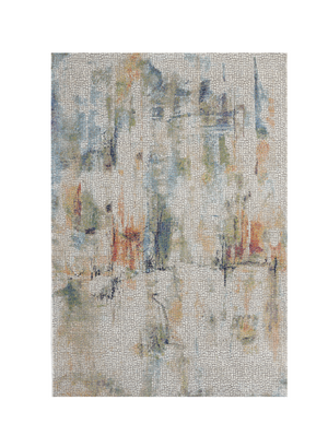 Homeroots 4' X 6' Ivory Blue And Gray Abstract Distressed Non Skid Area Rug  Polypropylene,Polyester 550929