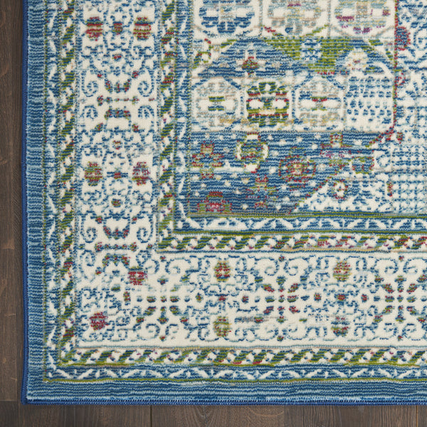 Homeroots 4' X 6' Ivory Blue And Green Oriental Distressed Non Skid Area Rug  Polypropylene,Polyester 550938