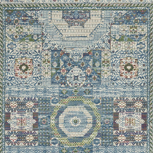 Homeroots 4' X 6' Ivory Blue And Green Oriental Distressed Non Skid Area Rug  Polypropylene,Polyester 550938