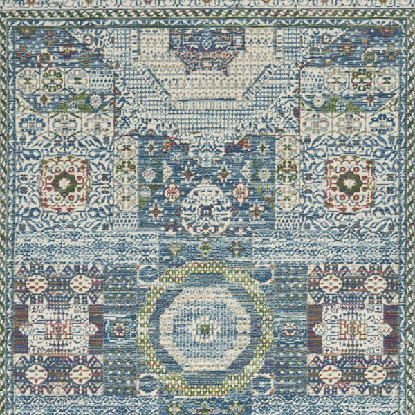 Homeroots 4' X 6' Ivory Blue And Green Oriental Distressed Non Skid Area Rug  Polypropylene,Polyester 550938