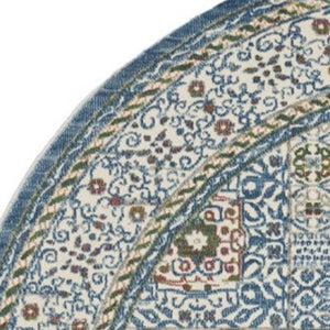 HomeRoots 6' Ivory Blue and Green Bohemian-Inspired Oriental Distressed Rug for Warmth and Style 6' Round 550939