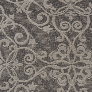 Homeroots 8' X 10' Charcoal And Gray Damask Distressed Area Rug  Cotton,Polyester 550942