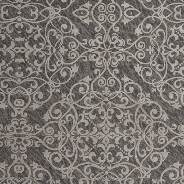 Homeroots 8' X 10' Charcoal And Gray Damask Distressed Area Rug  Cotton,Polyester 550942