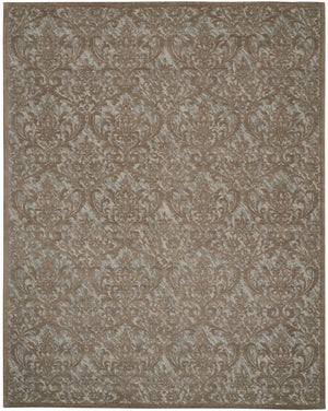 Homeroots 8' X 10' Gray And Brown Damask Distressed Area Rug  Cotton,Polyester 550944