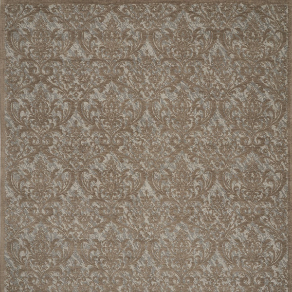Homeroots 8' X 10' Gray And Brown Damask Distressed Area Rug  Cotton,Polyester 550944